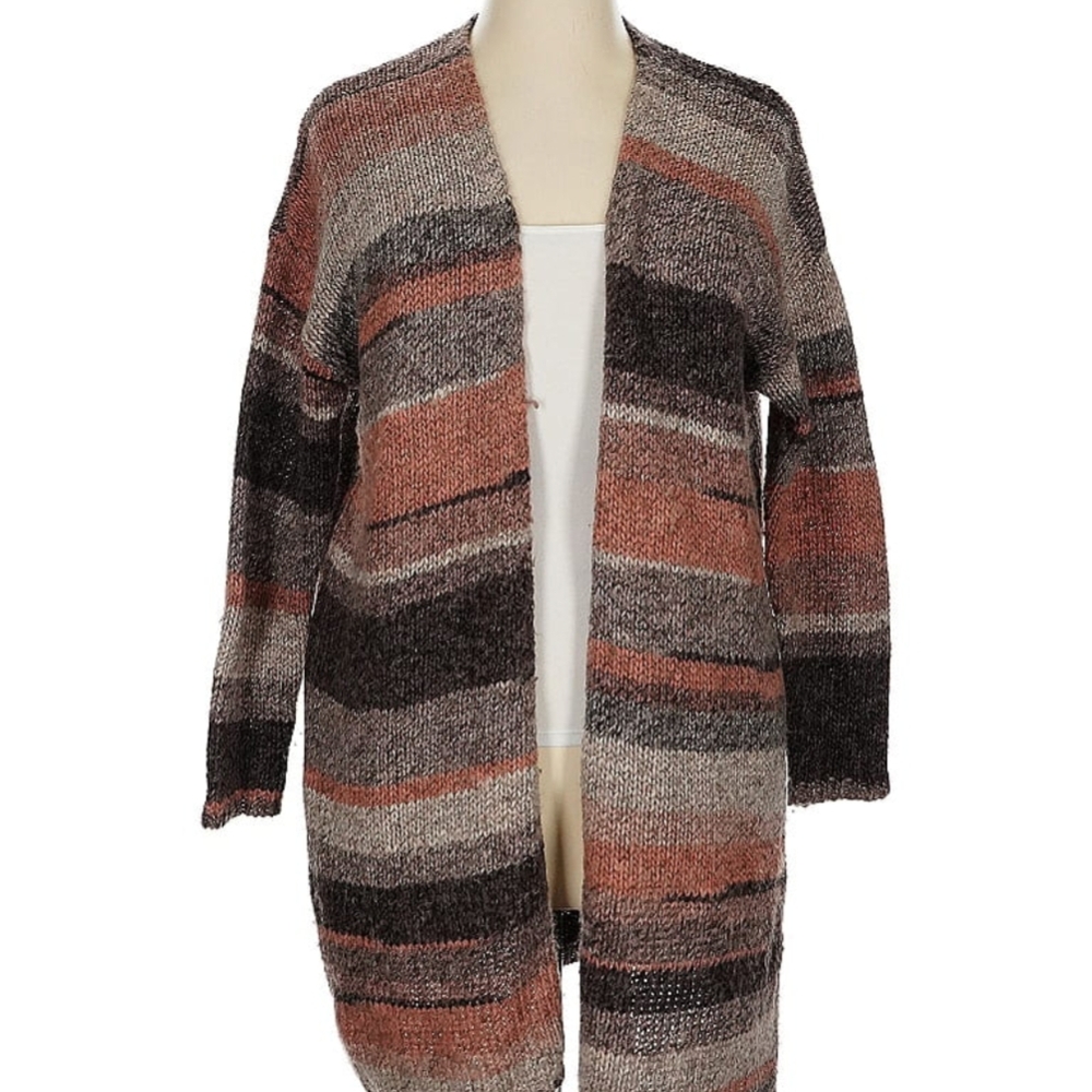 Lane Bryant Brown and Black Open-Front Cardigan Sweater (14/16)